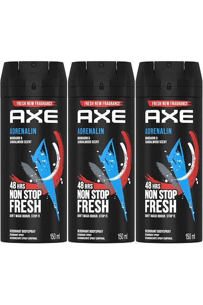 Axe بخاخ مزيل العرق للجسم من آكس أدرينالين 150 مل × 3