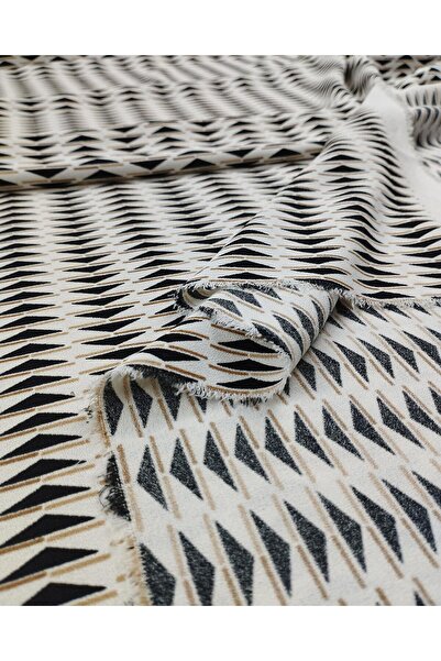 Kumaş Parça Тонкий креп бежевого та чорного кольорів (ширина 150 см x довжина...