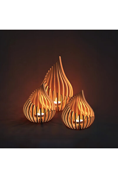 cabana Damla 3'lü Tealight Mumluk Şamdan