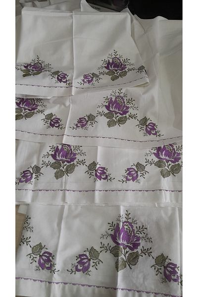 Papatyam Machine Work 2 Pieces Skirt (210X100) 2 Pieces Pillow (50X70) Lace Processing/Dowry