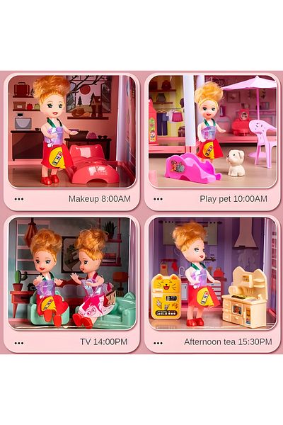 kardelen kırtasiye Princess Dream Doll House for Girls Pretend Play 4 Floors 11 Rooms with 4 Dolls and Items