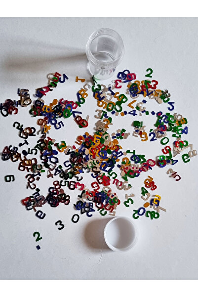 Modellino 1 Şişe Simli Renkli Rakamlar Metal Pullar 1x1cm