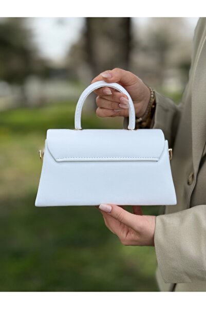 DEV 3 ADAM Geantă de umăr și crossbody pentru femei, albă, elegantă, model cutie