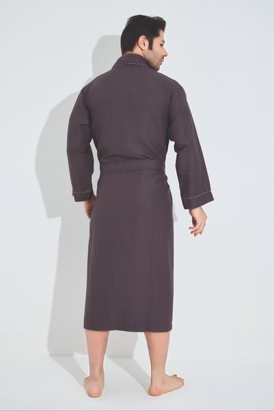 Nuşa Şalyaka Embroidered Pique Bambo Cotton Men's Dressing Gown