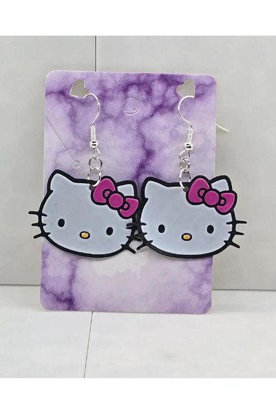 AlaSwan Hello Kitty Themed Plastic Earrings with Colorful Figures - Lightweig...
