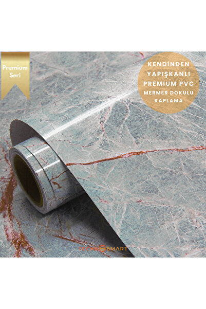 TechnoSmart 60x100cm Mermer Desen Kendinden Yapışkanlı Duvar Kağıdı Kaplama Mutfak Tezgeh Masa Folyo