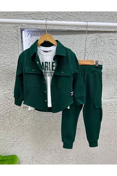 JOYBOY KİDS Black Pocket Flap Shirt Stain Daily 3-Piece Suit Sport
