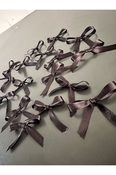 edalle 50 τμχ Μαύρο Σατέν Φιόγκος Μικρός 10mm Χειροποίητος
