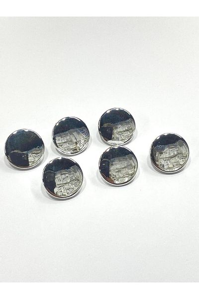 karantuhafiye Cardigan Vest Button / Metallized (Plastic) Plain Model / Silver 1.8 cm