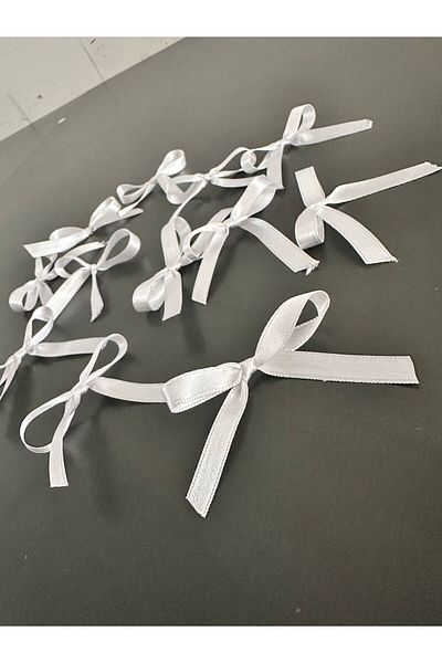 edalle 50Pcs White Satin Bow Small 10mm Handmade