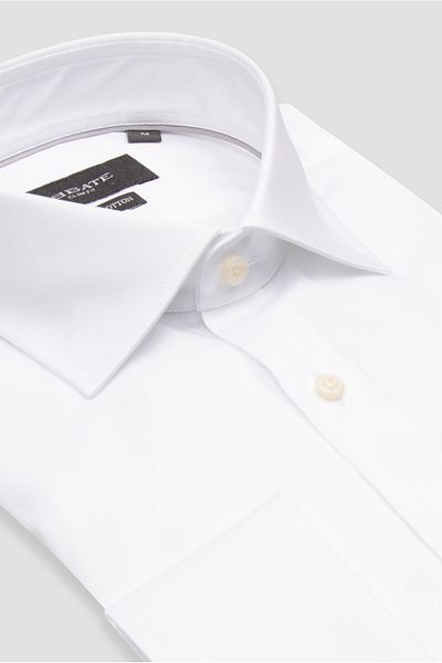 Abbate Francesco Satin Cotton Slim Fit White Classic Collar Men's Shirt