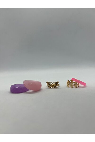 Kahkül shop Renkli Reçine-Gold Yüzük Seti