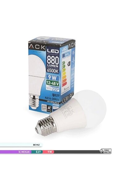ACK 12v-24v-48v Ac / Dc E-27 Led Ampul 9W 6500k Beyaz 900lm