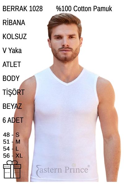 Berrak Ribana Cotton Sleeveless Undershirt Body - 6 Pieces Erbi̇l Marqa