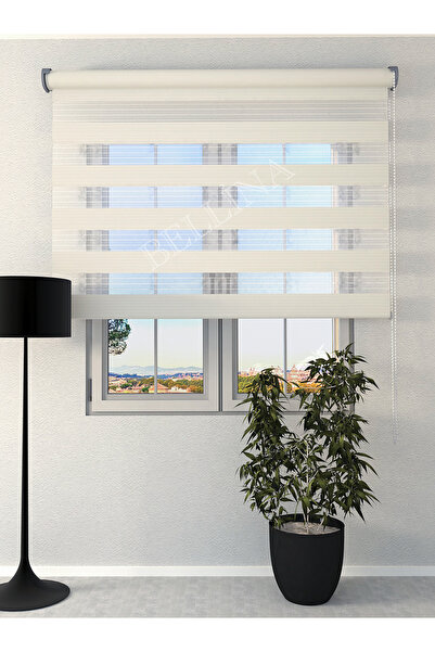 Bellina Perde Beyaz Geniş Plise Etek Dilimsiz Stor Zebra Perde