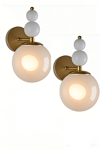 ATLANTİK AYDINLATMA Toplu Aplik Cam Başlık Metal Gövde 2 adet duvar lambası kablolu