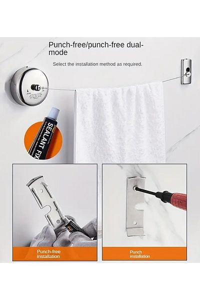 Smart Stainless steel clothesline with 2.8m retractable rope, Heavy weight and durable to use