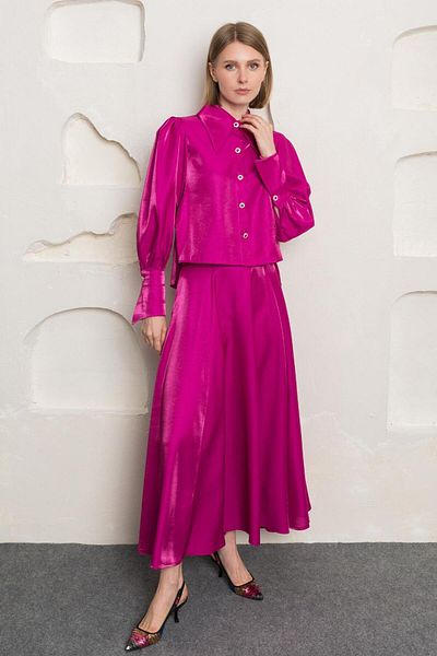 Nurs Pink Satin Shirt Set
