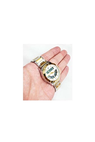 Fager ساعة الصلاه الاسلاميه اوقات الصلاة لونين مقاومة للماء من الستانلس ستيل، ساعة رقمية وعقارب