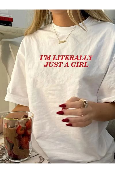 Touz Moda Είμαι ακριβώς μια κοπέλα με στάμπα Unisex Oversize T-shirt