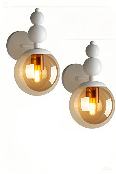 Genel Markalar Toplu Aplik Cam Başlık Metal Gövde 2 adet duvar lambası kablolu