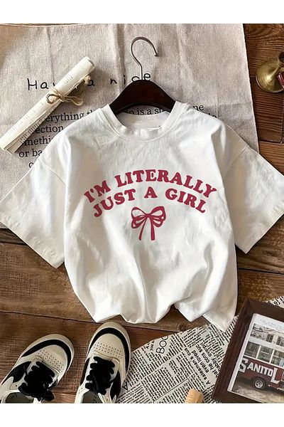 Touz Moda I'm Just a Girl Printed Unisex Oversize T-shirt