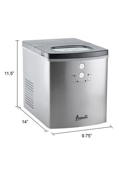 Avanti Portable Countertop Ice Maker Silver and Black