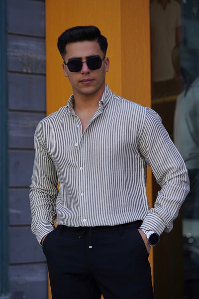 JACK CAPRİO ΑΝΔΡΙΚΟ ΛΙΝΟ ΒΑΜΒΑΚΙ ΑΝΑΠΝΕΥΣΜΕΝΟ ΠΟΥΚΑΜΙΣΟ ΑΠΟΣΤΟΛΗΣ ΑΝΤΙ-ΙΔΡΩΤΟ ΚΑΝΟΝΙΚΟ ΥΦΑΣΜΑΤΙΝΟ ΠΟΥΚΑΜΙΣΟ
