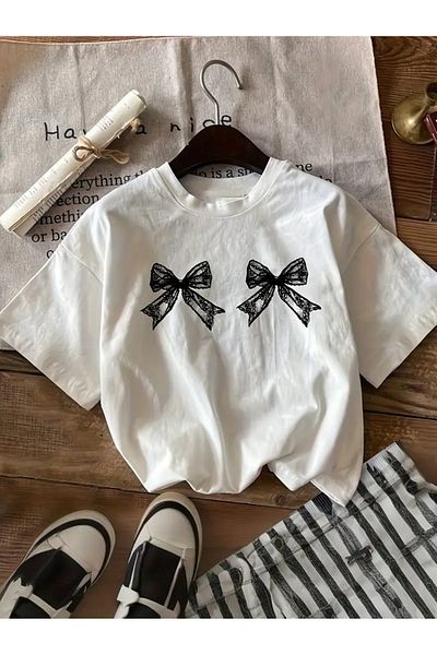 Touz Moda Μπλουζάκι Unisex Oversize με στάμπα μαύρης κορδέλας