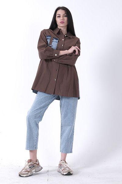 Feminist Pocket Detailed Tunic - Jeans Double Set with Trousers Brown 44510640