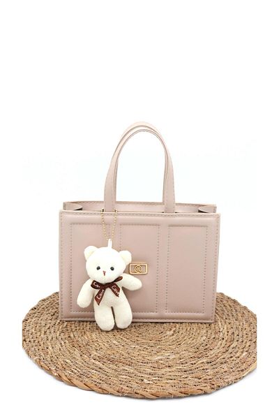 Moda Lime Women's Nude Box Bag with Teddy Bear