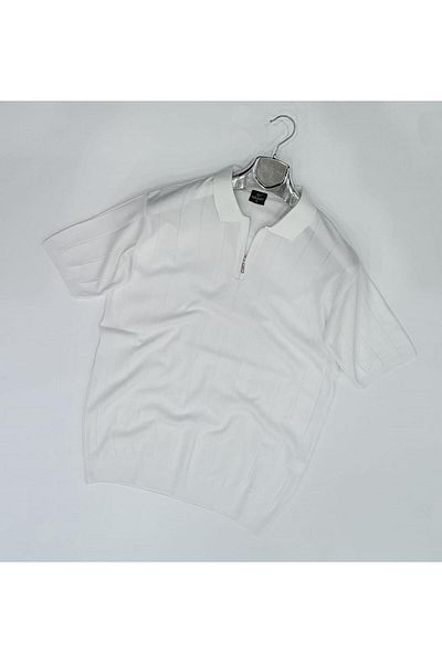 CLASSİCS MEN Ανδρικό πλεκτό μπλουζάκι Turbulance Polo με κοντό μανίκι με φερμουάρ