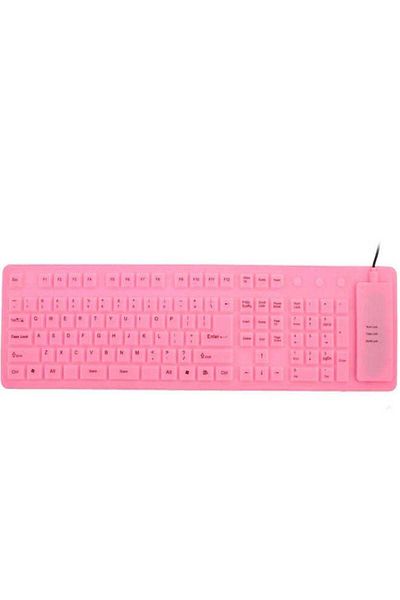 Generic FLEXIBLE SILICONE KEYBOARD 109 KEYS - PINK