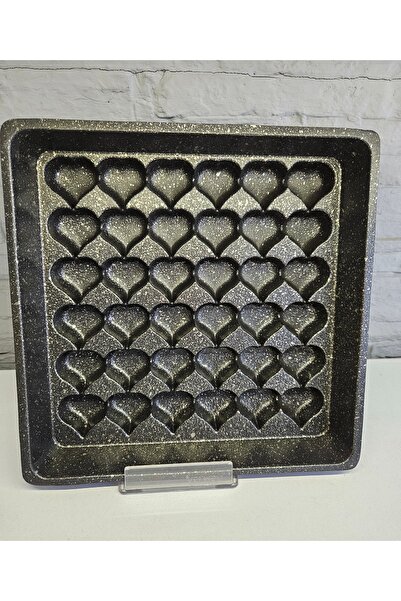 ALANYA HOME DECOR MINI 36 HEART SQUARE CAKE MOLD GRANITE CASTING 26x26x6cm Mİ...