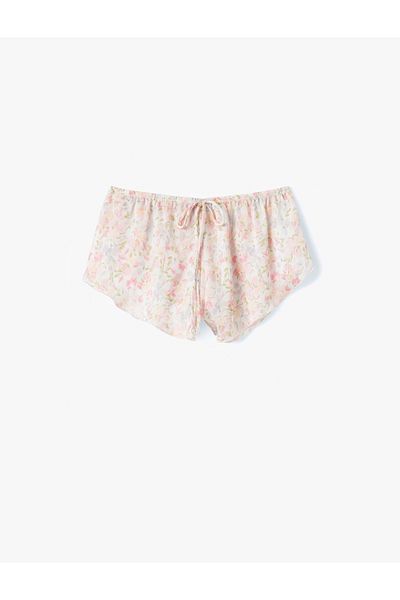 Koton Floral Mini Shorts Pajamas Loose Fit with Tie Waist