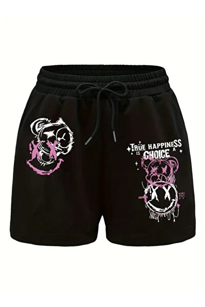 LAND MODA Γραφικό εμπριμέ σορτς με κορδόνια, άνετο ελαστικό σορτς μέσης για τ...