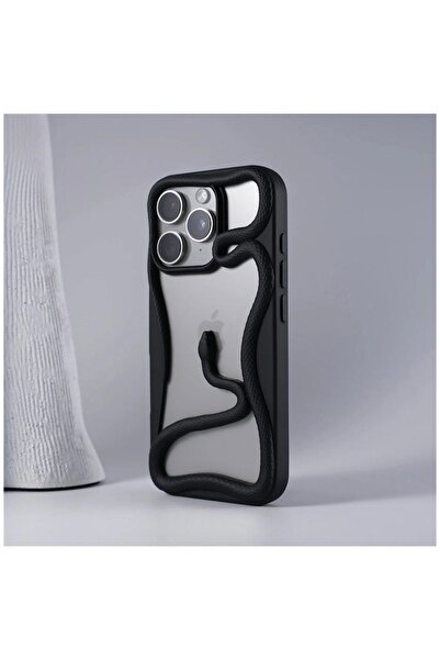 Zebana Apple iPhone 11 Pro Max Uyumlu Kılıf Zebana 3D Snake Silikon Kılıf Siyah