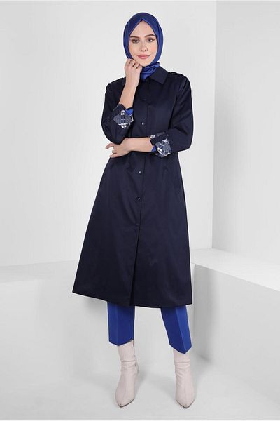 Alvina TRENCH COAT WITH PATTERNED CUFFS 10807