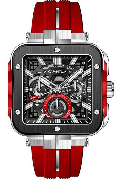 Quantum QUANTUM PWG1102.358 Men Multi Function Display Watch & Silicone Strap Red