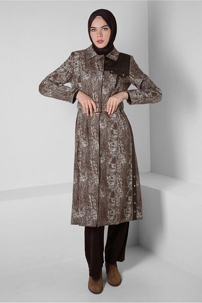 Alvina PATTERNED BELTED TRENCH COAT 10813-1
