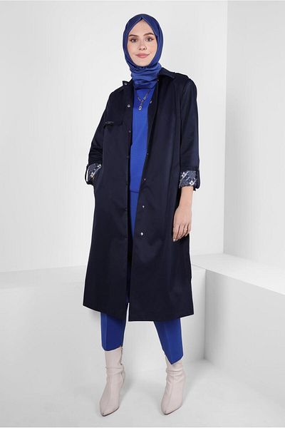 Alvina TRENCH COAT WITH PATTERNED CUFFS 10807