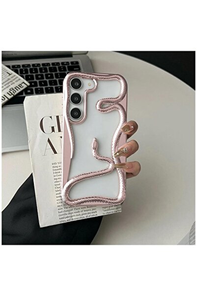 Zebana Samsung Galaxy S22 Uyumlu Kılıf Zebana 3D Snake Silikon Kılıf Rose Gold