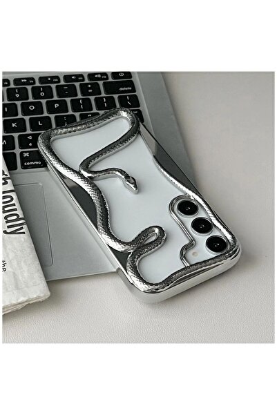 Zebana Samsung Galaxy S22 Compatible Case Zebana 3D Snake Silicone Case Gray