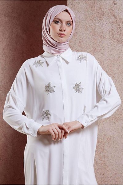 Alvina 44468-1 موديل تونيك حجاب - تفاصيل حجرية