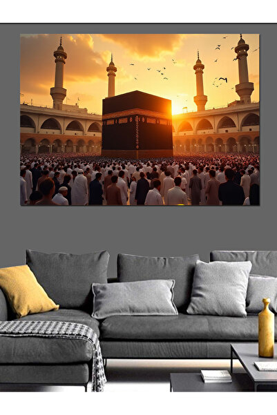 karizmart Mekke'De Kabe Dekoratif Kanvas - Mdf Ahşap Tablo