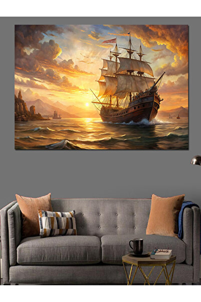ekart Yelkenli Gemi Dekoratif Kanvas - Mdf Ahşap Tablo