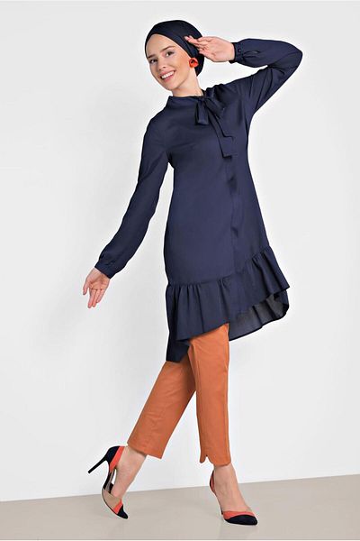 Alvina Lace-Up Pleated Tunic Skirt - 4066