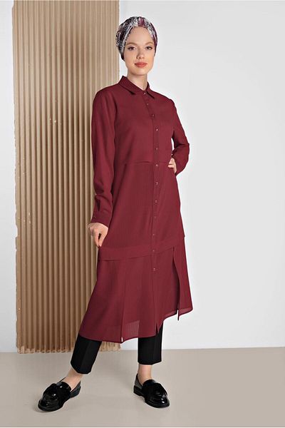Alvina Size Buttoned Chiffon Tunic 4434