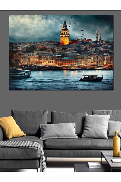 ekart İstanbul Galata Kulesi Dekoratif Kanvas - Mdf Ahşap Tablo