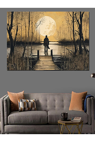 KanvasSepeti Omul alb-negru pe schelă Pictură în ulei Texturată Pânză de înaltă calitate Pictură pe pânză 100 x 50 cm